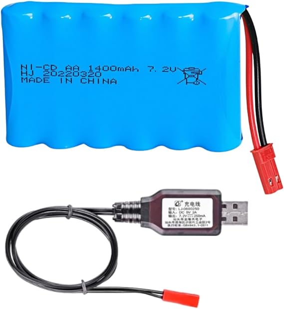7.2v 1400mah Ni-Cd Rechargable JST Battery with USB Cable for New Version TR-211 TR-212 TR-215 550 15 Channel RC Excavator