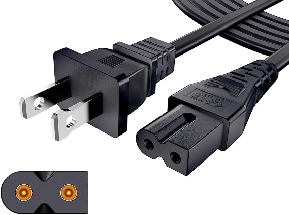 2 Prong Polarized Power Cord for Vizio TV Soundbar Replacement 10 Ft | 18AWG 125V 7A, Polarized Plug, Heat & Flame Resistant PVC Jacket