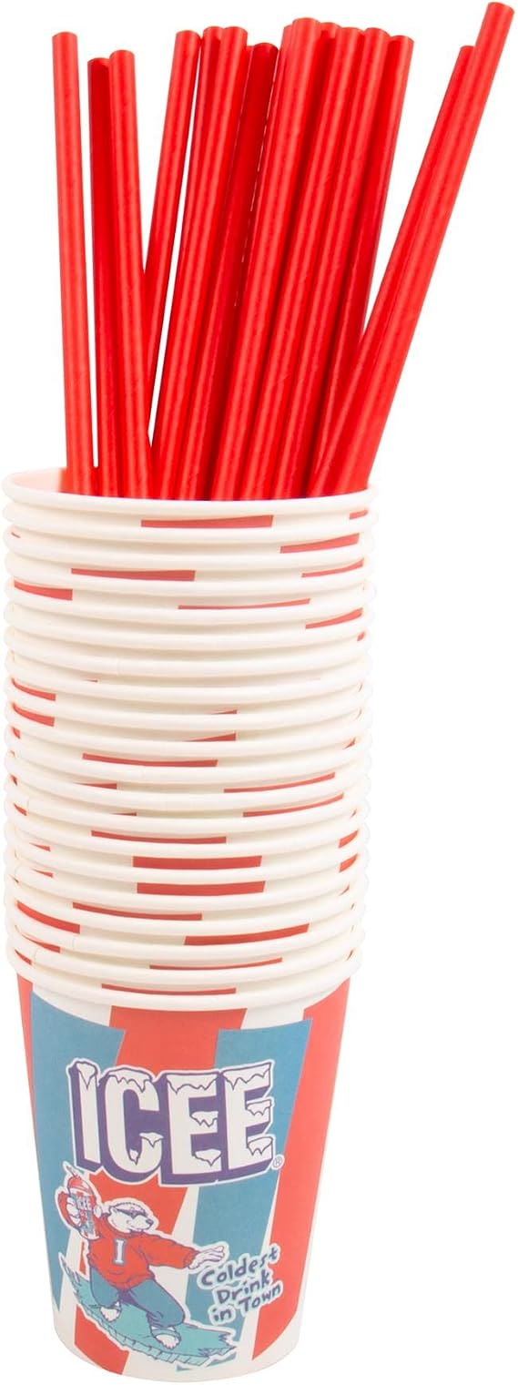 Fizz Creations ICEE 20-Pack Paper Slushie Cups & Straws 9oz Disposable