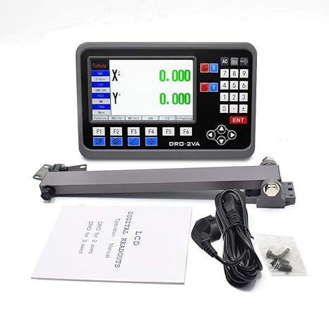 TOAUTO Digital Readout 2 Axis 3 Axis DRO Display Linear Scale 100~1000mm Precision 5um for Bridgeport/Knee Milling Lathe EDM Mill Machine (2 Axis DRO-LCD)