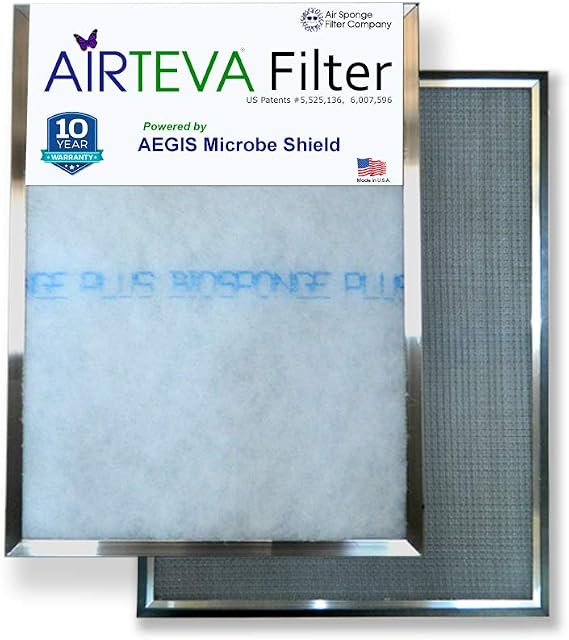 14 x 24 AIRTEVA AC, Furnace Filter with (1) BioSponge Plus Replacement Actual Size 13 3/4 x 23 3/4