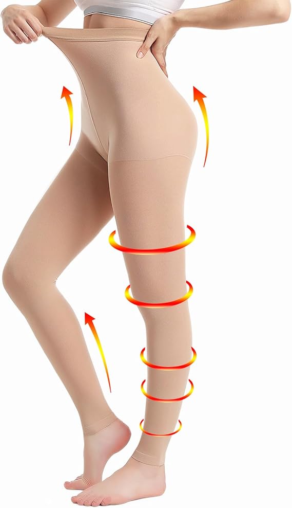 Medical Compression Pantyhose for Women & Men, 20-30mmHg Graduated Support Tights, Opaque Footless High Waist Tights, Graduated Tights for Varicose Veins, Edema, Deep, Thrombosis , During