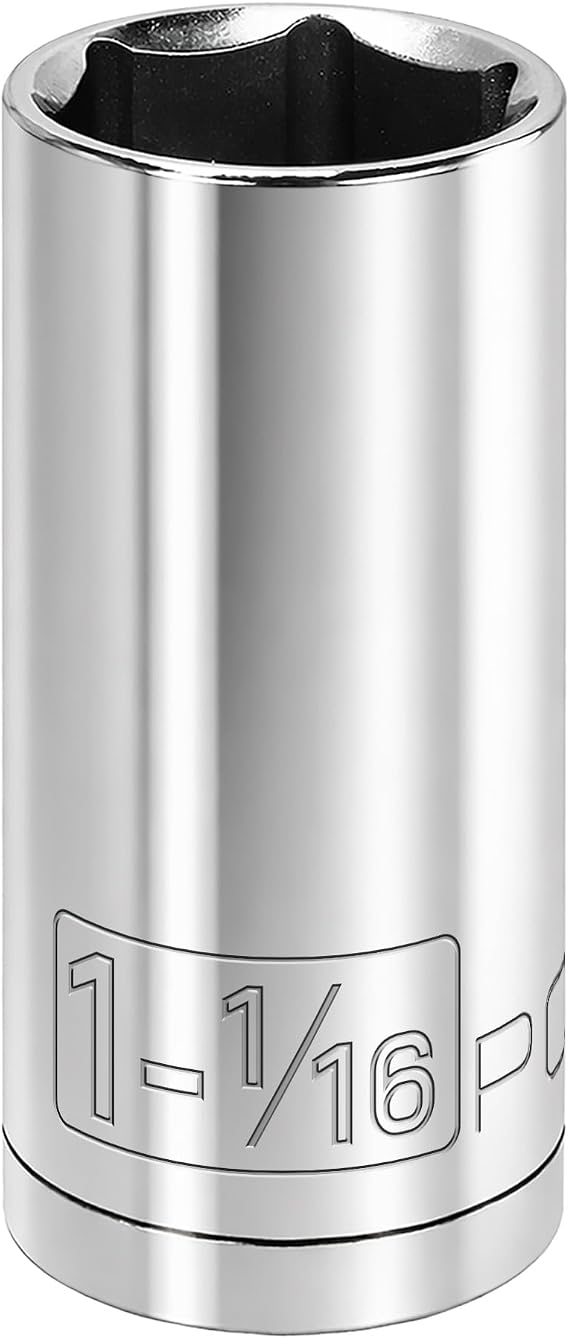Powerbuilt 1/2 Inch Drive x 1-1/16 Inch SAE Deep Socket, 6 Point, Chrome-Vanadium made, Size Marking - 641217