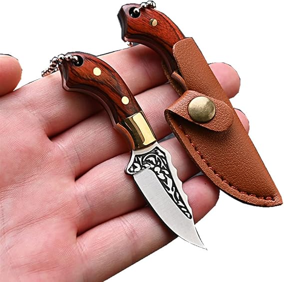Ultra Small Fixed Blade Knife with Leather Sheath, 1.57inch Blade