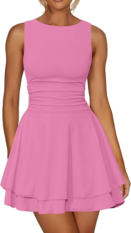 Kaximil Women's Ruffle Hem Boat Neck Party Mini Dress