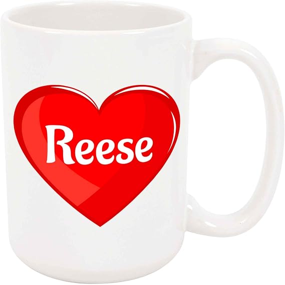 Reese Coffee Mug - Custom Personalized Heart Cup with Name, 11 oz