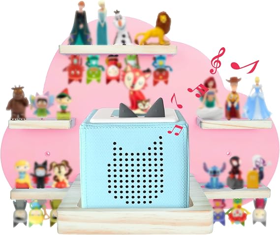 Cloud-Shaped Magnetic Shelf for Toniebox Figures, Wooden Wall Mount, Pink