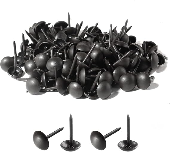 Premium Black Thumb Tacks, Extra Long Push Pins for Heavy Duty Use, Perfect for Upholstery and Carpet on Wood, 100Pcs
