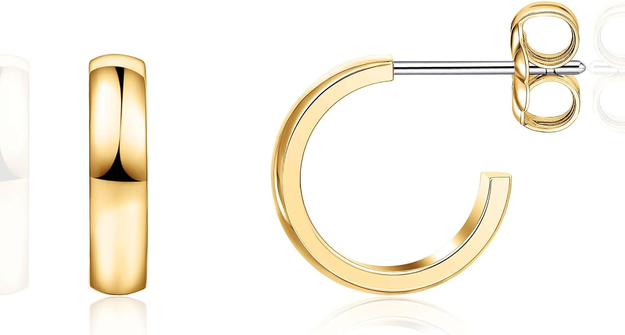Limerencia Hypoallergenic G23 Pure Titanium Big Post Thin Square Edge Open Hoop | F136 Implant Grade Womens Dainty Hoop Earrings | Lightweight for Sensitive Ears
