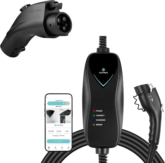 Lectron Bundle - NEMA 5-15 Level 1 EV Charger (WiFi Version) & Tesla to J1772 Charger Adapter, Max 48 Amp & 250V