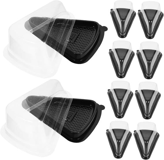 HEALLILY Premium Cake Slice Containers 10 Piece Set of Clear Plastic Cake Boxes - Perfect for Individual Pie Slice Packaging - Bakery Dessert Holders - Mini Muffin and Sandwich Storage -