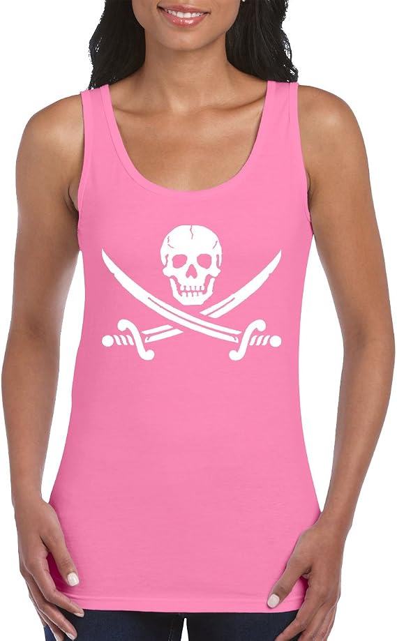 Jolly Roger Pirate Flag with Cross Swords Women's Tank Top Shirt for Women