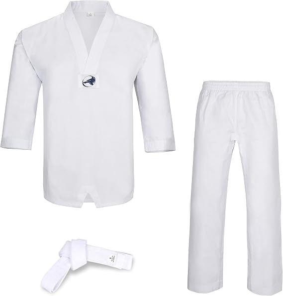 Taekwondo Uniform V-Neck Pull Over with Free Belt for Martial Arts Training MMA Competition