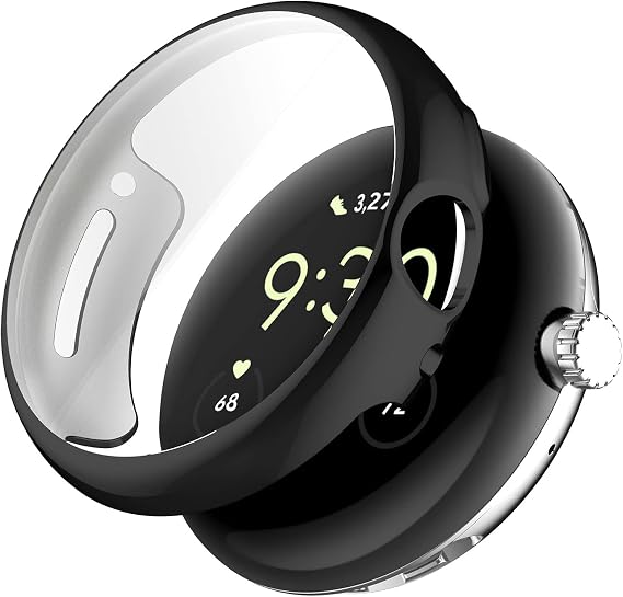 Case Compatible with Google Pixel Watch 4 41 mm Screen Protector Protective Case TPU Flexible Screen Protector Case Scratch-Resistant Cover Protective Case for Pixel Watch 4 41 mm (Black)