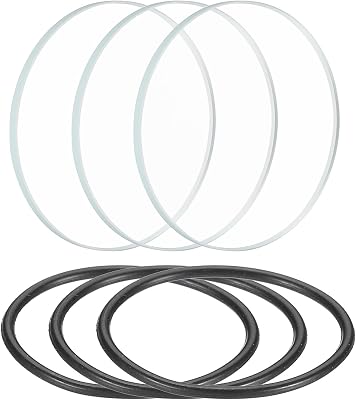 PATIKIL 1.1 Dia LED Lens, 3 Set Polished Edge Flashlight Glass Lens with Silicone Ring for Light Source Lens Replacement, Transparent, Black