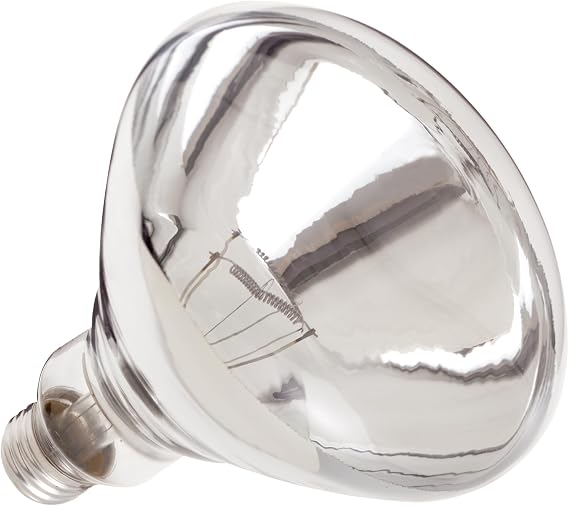 Satco S4885, 250W R40 Heat Lamp Bulb, Shatterproof, Clear, Replacement Bulb