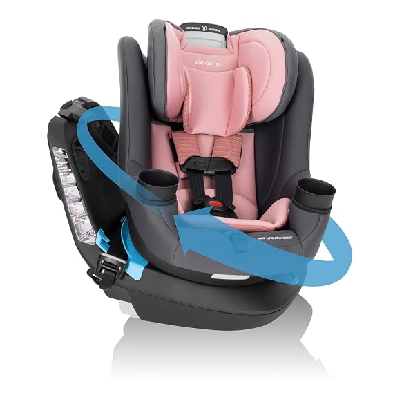 Evenflo REO by Revolve360 Rotating 2-in-1 Convertible Car Seat, 360 Degrees, Infant to Toddler, Forward and Rear Facing, Compact Design, One-time Install (Lenox)