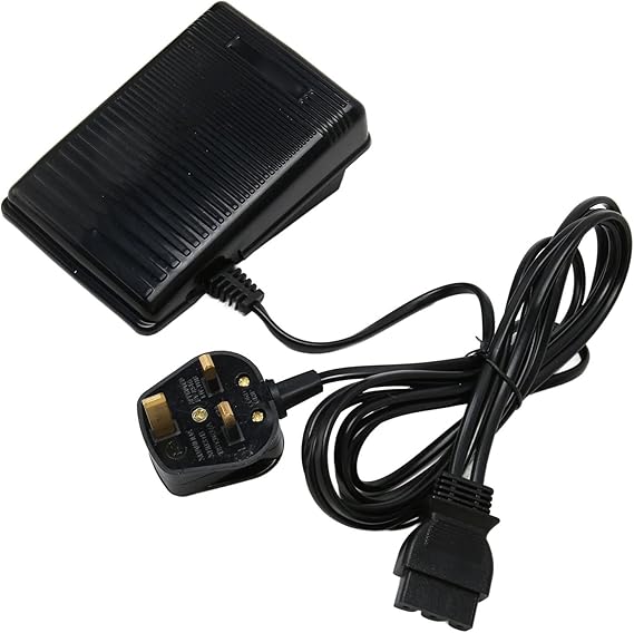 Sewing Machine Foot Pedal, Foot Control Pedal & Power Cord for Sewing Machine, Plastic Foot Speed Control Pedal Sewing Machine Foot Operated Pedal Controller (UK Plug)