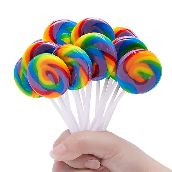 LIDATREE 1.5" Swirl Lollipop, Rainbow Lollipops Individually Wrapped Bulk 40 Pack, Kid's Lollipops Candy for Birthday, Mixed Fruit Flavor 40 Pack