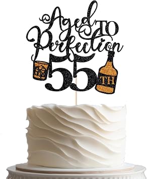 Aged To Perfection 55th Birthday Cake Topper,55 & Fabulous/Vintage 1970 Themed Happy 55th Birthday Party Supplies