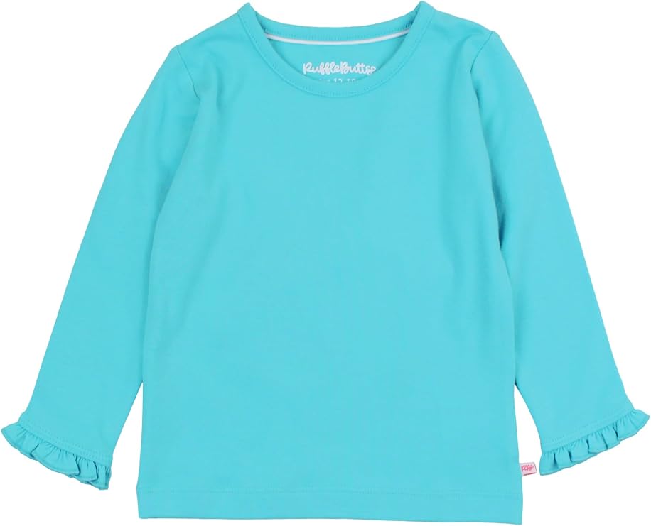 RuffleButts Baby/Toddler Girls Knit Ruffle Tee - Long Sleeve T-Shirt