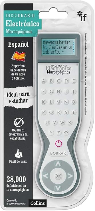 IF Electronic Dictionary Bookmark Single Language Definitions - Spanish, Grey