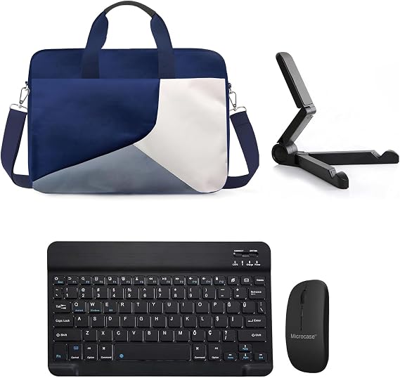 Microcase Xiaomi Redmi Pad 2 Pro 12.1 inch Tablet için Çanta + Bluetooth Klavye + Mouse + Tablet Standı Siyah- AL4234