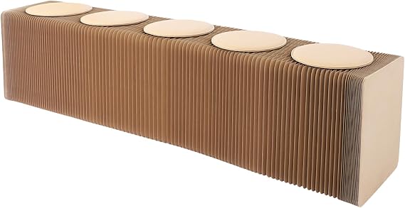 Foldable Paper Stool with 5 PU Cushion, 8.2ft Accordion Paper Stool Folding Craft Bench, One Seat Can Holds 220lbs, Shoe Change Stool for Home, Office, Exhibition, Shopping Mall