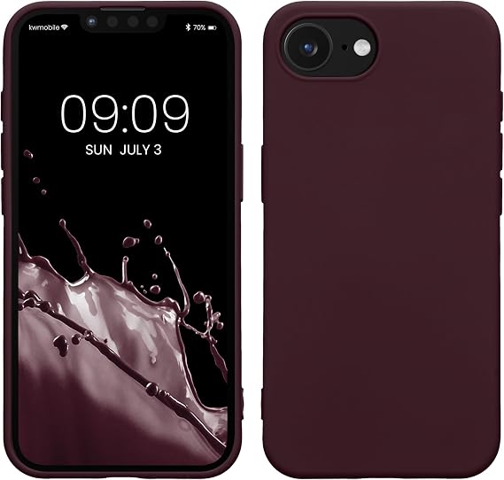 kwmobile Case Compatible with Apple iPhone 17e / iPhone 16e Case - Slim Protective TPU Silicone Phone Cover - Bordeaux Violet