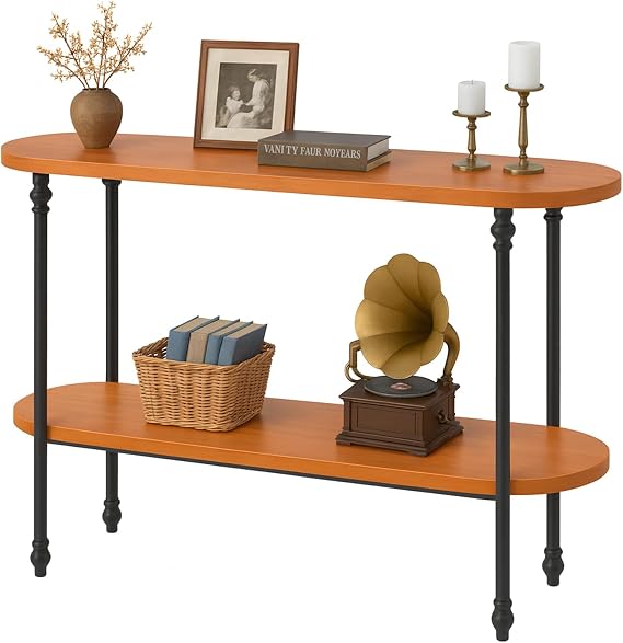 Narrow Console Table for Entryway, 2-Tier Hall Table Behind Sofa with Storage Shelf, Long Farmhouse Entryway Console Table for Living Room Hallway (Multiple Colors & Sizes)