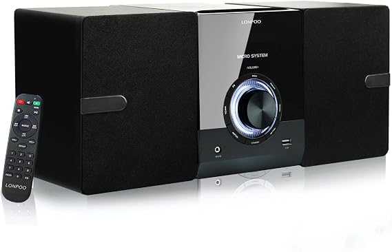 CD Player, 30W CD Stereo System Mini Combo, FM Radio, Bluetooth, USB, AUX Input, Headphone Jack, Japanese Remote Control