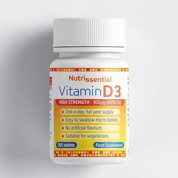 Vitamin D 4000 IU Max Strength Sunshine Vitamin Supplement - 365 Micro Tablets - 1 Year Supply - Vegetarian | Halal | Kosher | Essential Nutrient