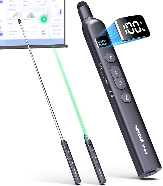 N21 Bluetooth Presentation Clicker with Telescopic Pointer for Powerpoint