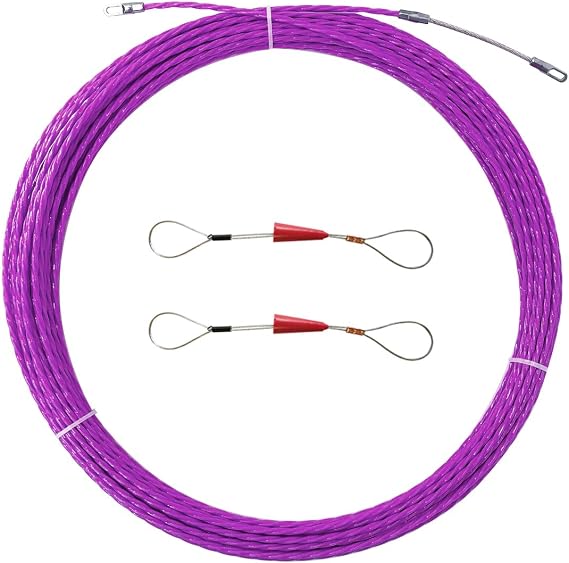 30M 100Ft Fish Tape Cable Puller Cable Rods Kit PET Electrical Cable Puller 4mm Through Wall Wire Guide Device Threader Fish Cable Fastener