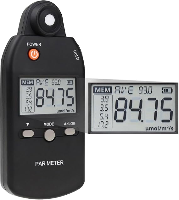 Quantum PAR Meter for LED Grow Light Full Spectrum PPFD Meter High Precision Quantum Sensor, Light Meter for Plants, Greenhouse and Farming Lux Meter Tester 400-700nm