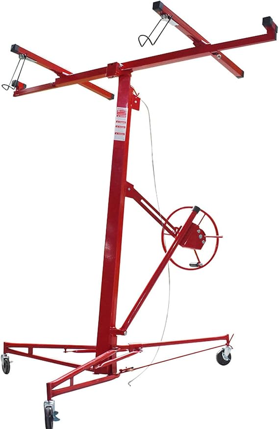 Drywall Lift, 16FT Drywall Panel Hoist Jack Lifter Jack Rolling Caster Wheel Lockable Tool