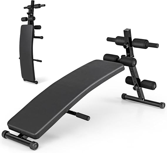 Sit Up Bench, Folding Exercise Bench Ab Workout Equipment, Adjustable Decline Workout Bench for Home Gym