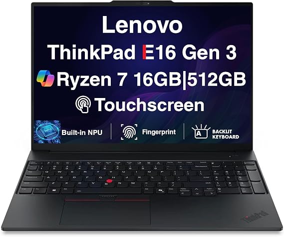 Lenovo ThinkPad E16 Gen 3 Laptop 16" Touch FHD+, Ryzen 7 250, 16GB/512GB