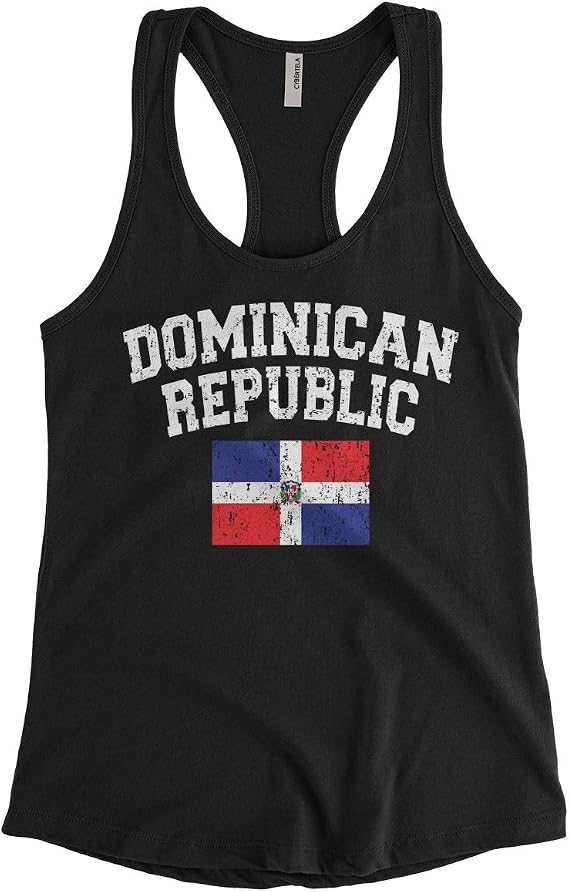 Women's Faded Distressed Dominican Republic Flag Racerback Tank Top