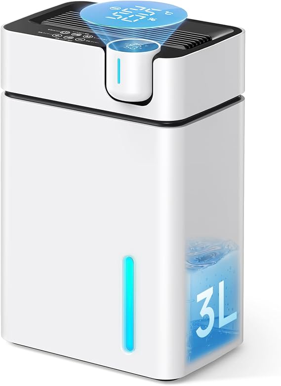 Dehumidifier, Compact, Supervised by Professionals, Dual Peltier Type, Powerful Dehumidification, Maximum Dehumidification Amount 0.3 gal 1.2 L per Day, Air Purifier, Humidity Setting, Off