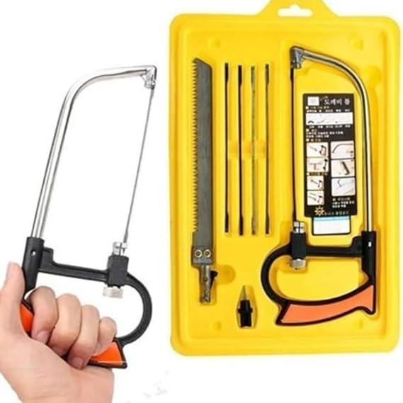 Kıl Testere Seti 7 Parça Çok Amaçlı – Metal, Ahşap, PVC ve Plastik Kesim İçin Mini El Testere Seti, Çelik Bıçaklı Çok Fonksiyonlu Testere Takımı
