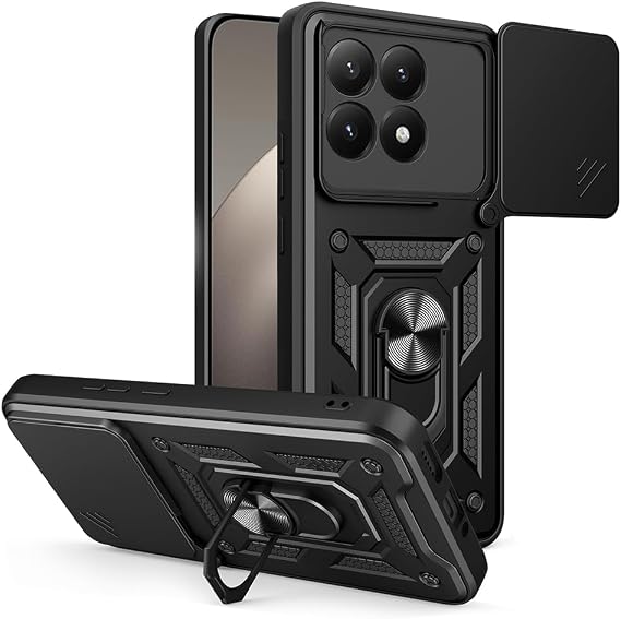 Coverzone Xiaomi Mi 15T İle Uyumlu PhoenixShield Sürgülü Sistem Kamera Korumalı Kapak Tam Koruma Manyetik Vega Kapak Siyah