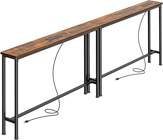 SUPERJARE Narrow sofa table behind 200cm with 2 stations of