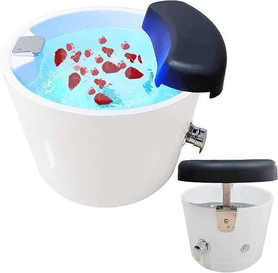 Pedicure Bowl, Round acrylic foot massage basin, Massage Footbath Foot Spa, Foot Bath spa with Liftable footrest, Pedicure Spa Bathtub with Hot and Cold Water, Pedicure Sink for Home Foot Ba