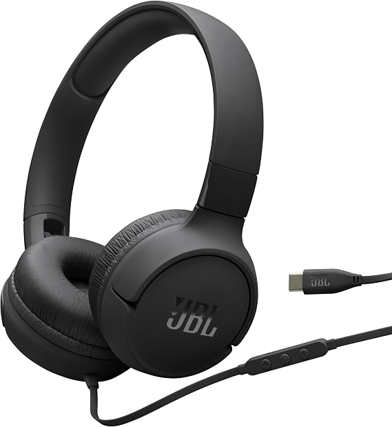JBL Tune 520C USB-C - Wired On-Ear Headphones - Black