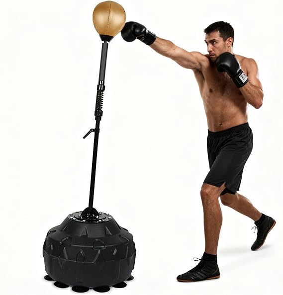 INNOLIFE Reflex Bag Adjustable Height Speed Bag Punching Bag Free Standing Boxing Bag Reinforced Spring Strong Durable Relief Stress Ball