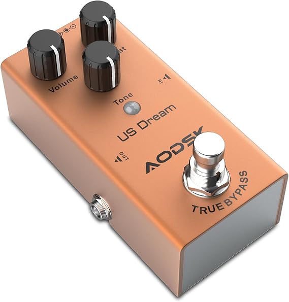 AODSK Electric Guitar Effect Pedal, Strong Distortion, Tone, Dist, Volume,True Bypass, 9V DC(US Dream)
