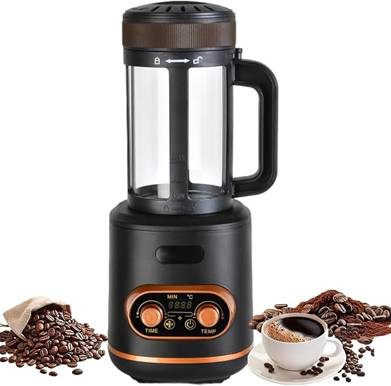 Coffee Roaster Machine 2400W, 300g Hot Air Coffee Bean Roaster with Timer &amp; Adjustable Temperature, Automatic Cooling, Glass Viewing Chamber for Home &amp; Café