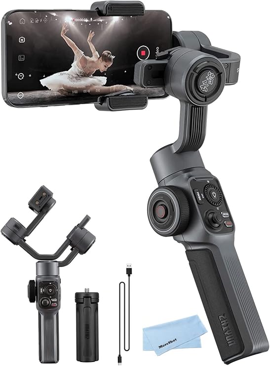 Zhiyun Smooth 5 Gimbal Stabilizer for Smartphone Android Cell Phone 3-Axis Handheld Gimble for iPhone 14 13 Pro Max Plus Mini 12 11 XS X XR 8 Video Vlogging YouTube TikTok Instagram Vlog Live Stream
