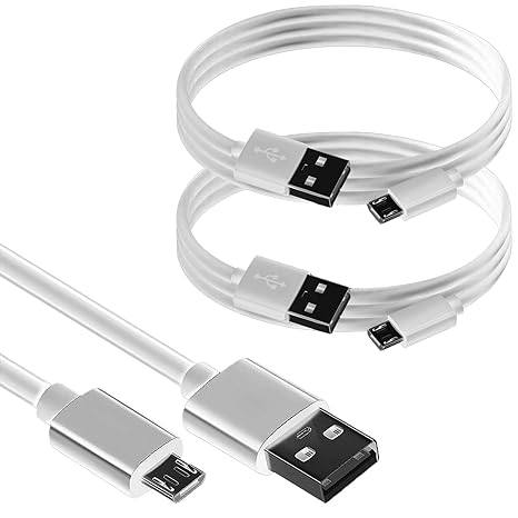 VOLT+ Professional Quick 2.0 Charge MicroUSB Compatible with Micromax Bharat 2 (2PACK) 6Ft/1.8M Turbo 18Watt Long Plus Data Cable Extra Strength for Fastest Speeds (White)